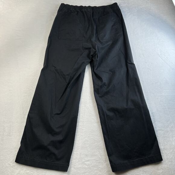 GAP M Medium High Rise Easy Wide Leg Khakis Pants Black Elastic Waist Utility - Picture 10 of 15